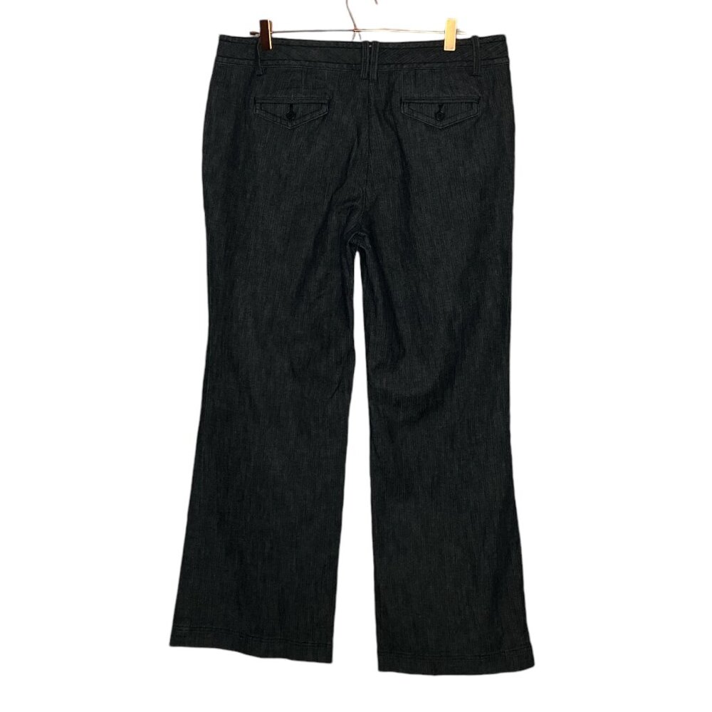 Talbots Size 16 Black Gray Denim Signature Flare Trouser Dressy Jeans Stretch - Picture 2 of 5